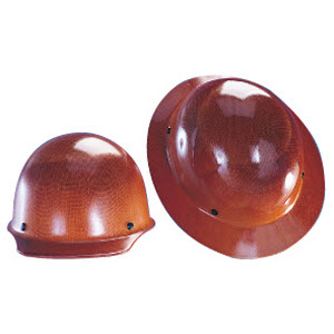 MSA 475395 Skullgard Natural Tan Fiberglass Fas-Trac 4-Point Ratcheting Suspension Cap Style Hardhat